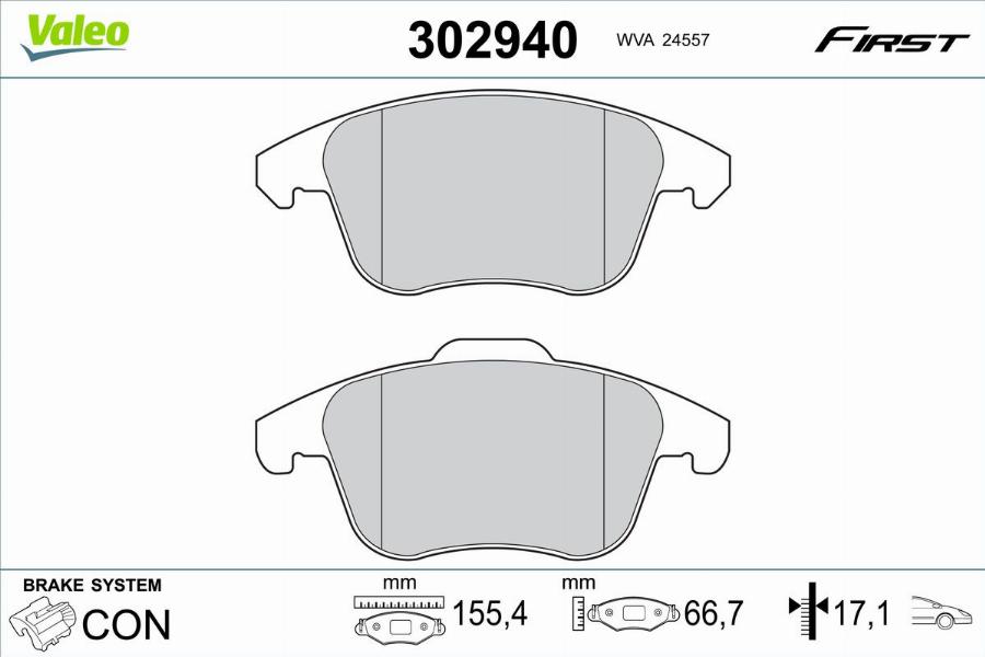 Valeo 302940 - Kit de plaquettes de frein, frein à disque cwaw.fr