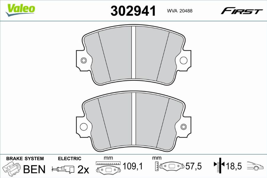 Valeo 302941 - Kit de plaquettes de frein, frein à disque cwaw.fr