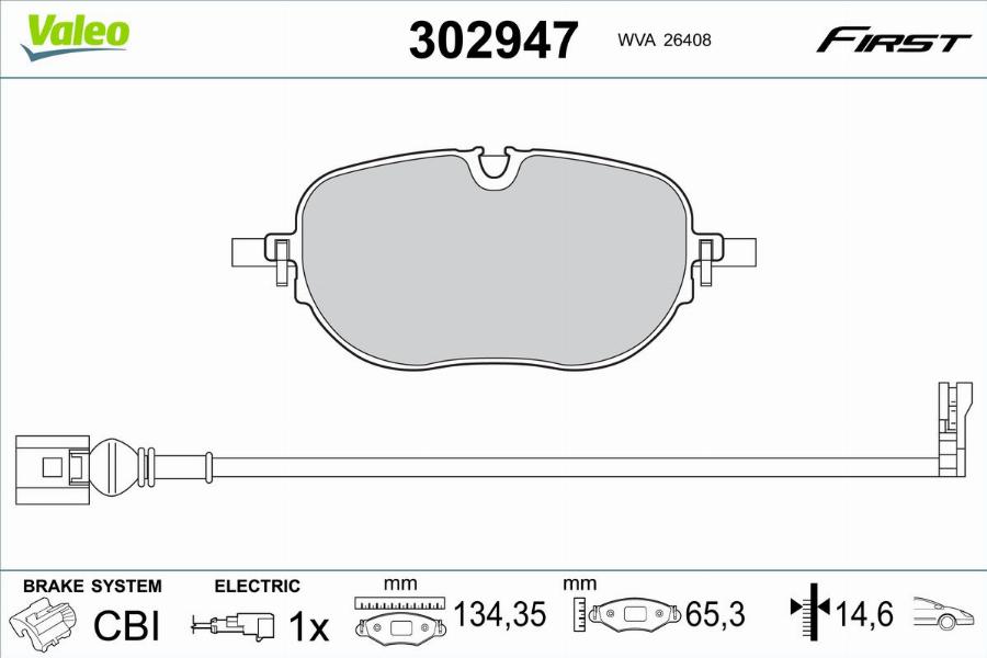 Valeo 302947 - Kit de plaquettes de frein, frein à disque cwaw.fr