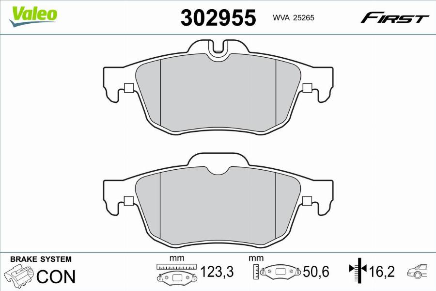 Valeo 302955 - Kit de plaquettes de frein, frein à disque cwaw.fr