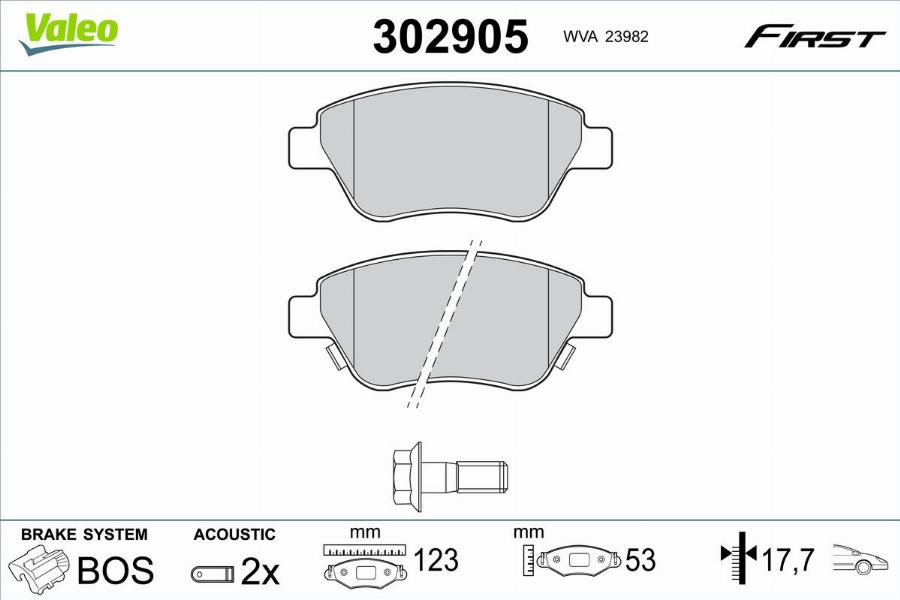 Valeo 302905 - Kit de plaquettes de frein, frein à disque cwaw.fr