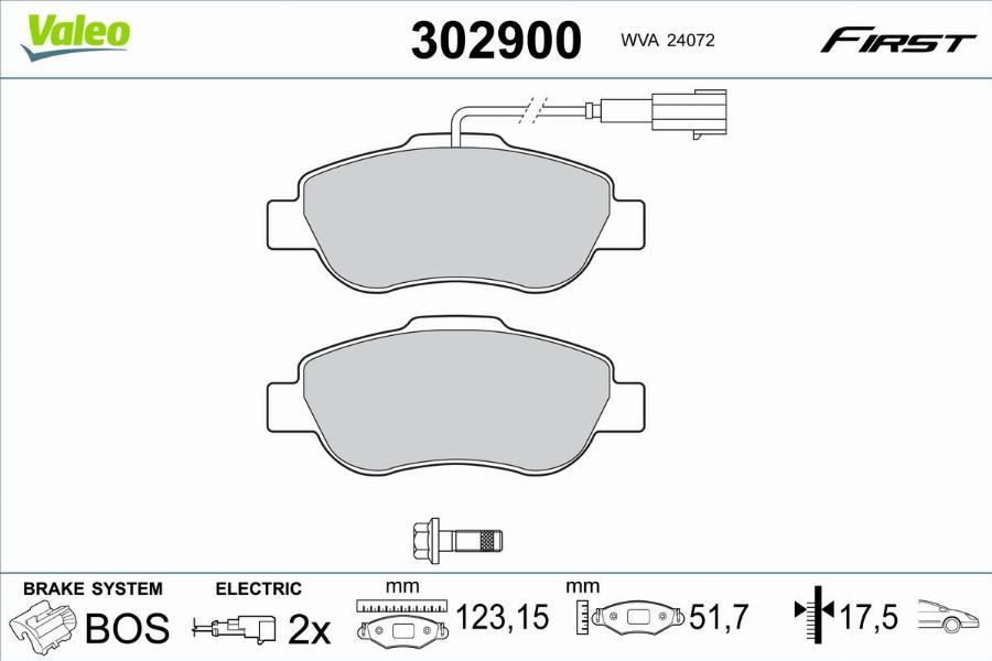 Valeo 302900 - Kit de plaquettes de frein, frein à disque cwaw.fr