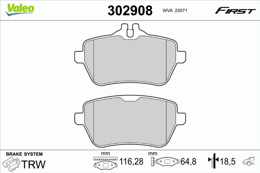 Valeo 302908 - Kit de plaquettes de frein, frein à disque cwaw.fr