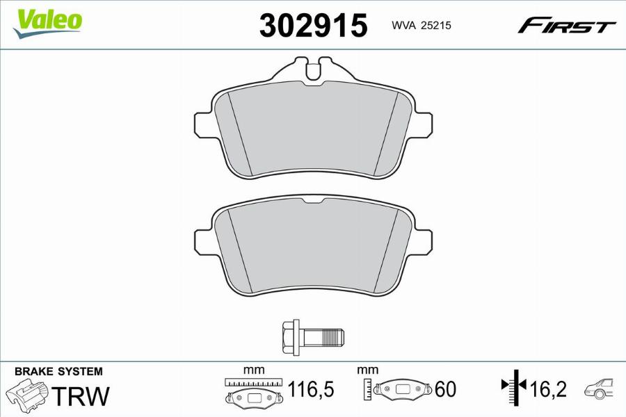 Valeo 302915 - Kit de plaquettes de frein, frein à disque cwaw.fr