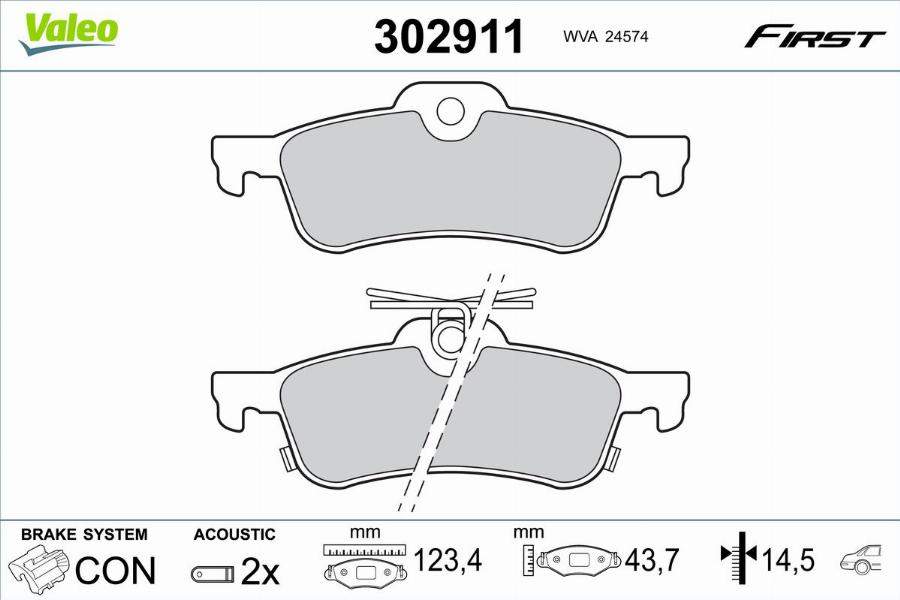 Valeo 302911 - Kit de plaquettes de frein, frein à disque cwaw.fr