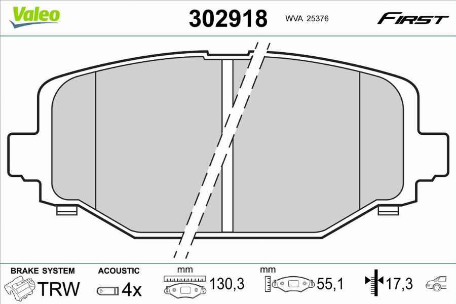 Valeo 302918 - Kit de plaquettes de frein, frein à disque cwaw.fr