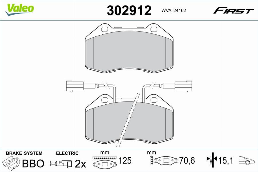 Valeo 302912 - Kit de plaquettes de frein, frein à disque cwaw.fr