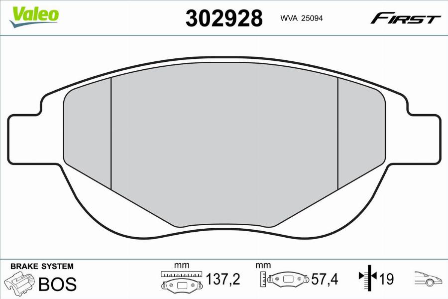 Valeo 302928 - Kit de plaquettes de frein, frein à disque cwaw.fr