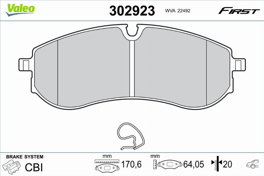 Valeo 302923 - Kit de plaquettes de frein, frein à disque cwaw.fr