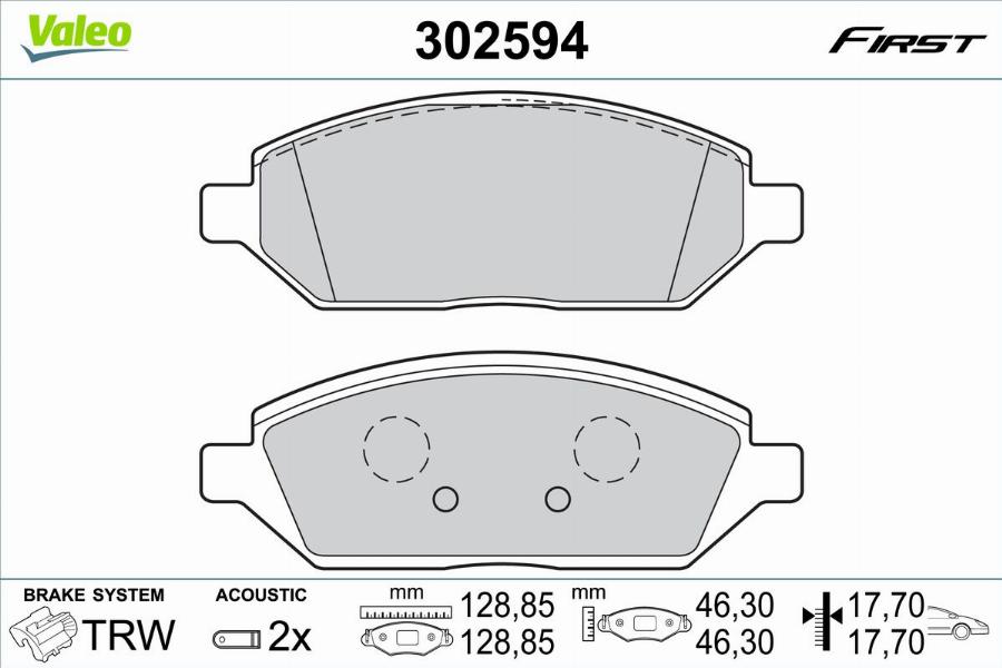 Valeo 302594 - Kit de plaquettes de frein, frein à disque cwaw.fr