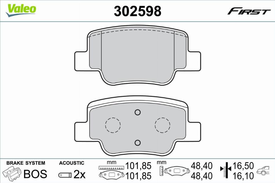 Valeo 302598 - Kit de plaquettes de frein, frein à disque cwaw.fr