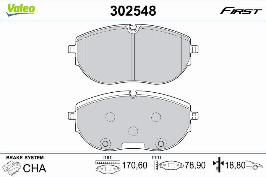 Valeo 302548 - Kit de plaquettes de frein, frein à disque cwaw.fr