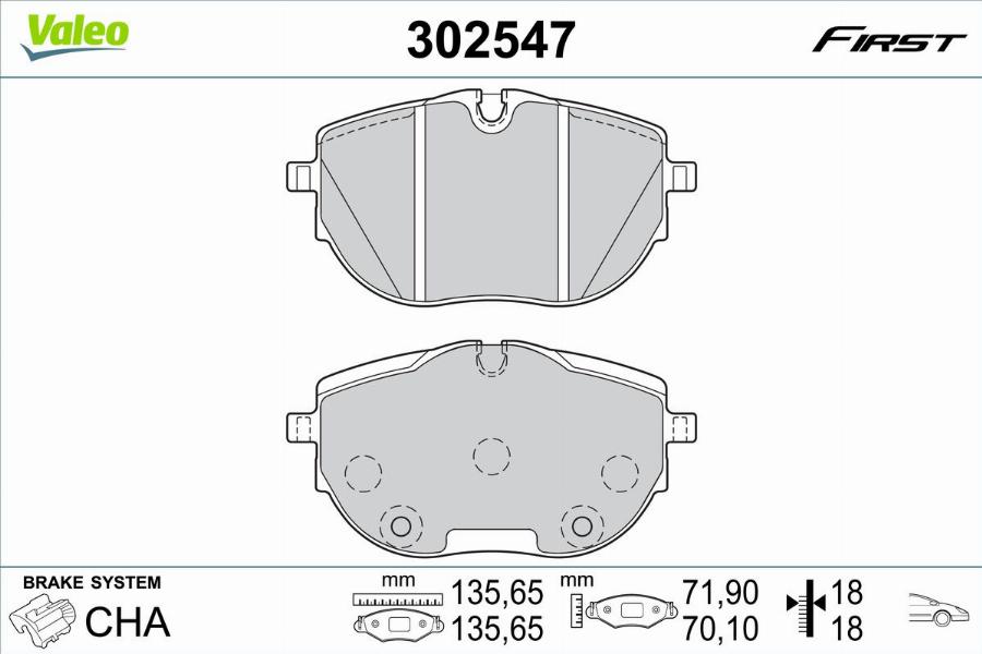 Valeo 302547 - Kit de plaquettes de frein, frein à disque cwaw.fr