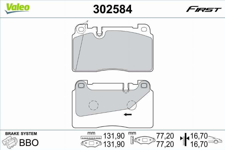 Valeo 302584 - Kit de plaquettes de frein, frein à disque cwaw.fr