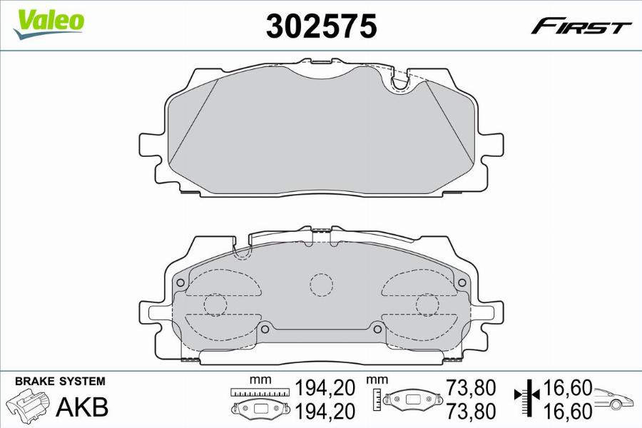 Valeo 302575 - Kit de plaquettes de frein, frein à disque cwaw.fr