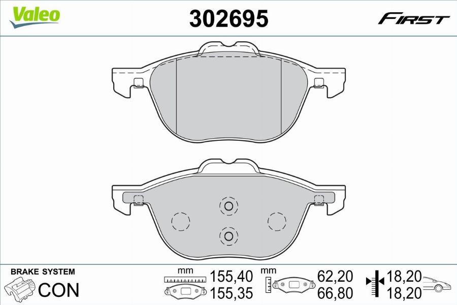 Valeo 302695 - Kit de plaquettes de frein, frein à disque cwaw.fr