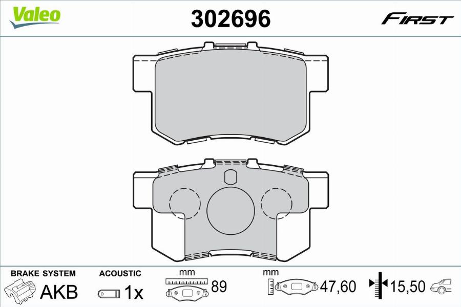 Valeo 302696 - Kit de plaquettes de frein, frein à disque cwaw.fr