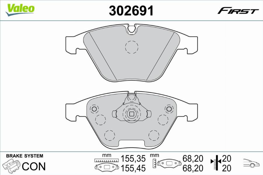 Valeo 302691 - Kit de plaquettes de frein, frein à disque cwaw.fr