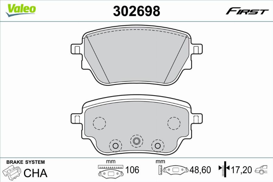 Valeo 302698 - Kit de plaquettes de frein, frein à disque cwaw.fr