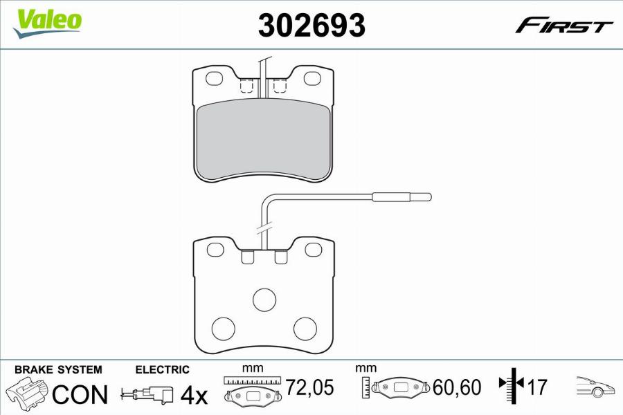 Valeo 302693 - Kit de plaquettes de frein, frein à disque cwaw.fr