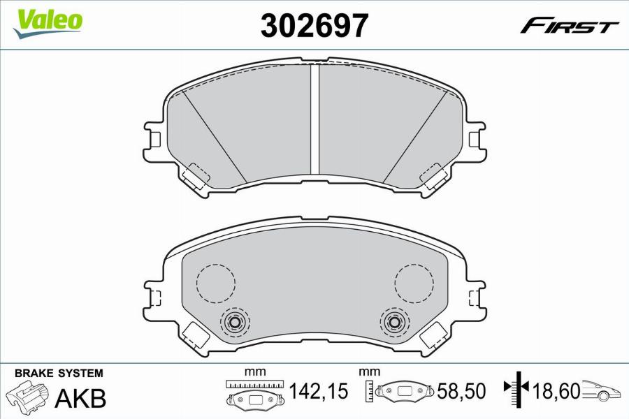 Valeo 302697 - Kit de plaquettes de frein, frein à disque cwaw.fr