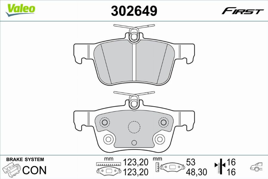 Valeo 302649 - Kit de plaquettes de frein, frein à disque cwaw.fr