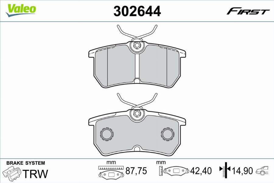 Valeo 302644 - Kit de plaquettes de frein, frein à disque cwaw.fr