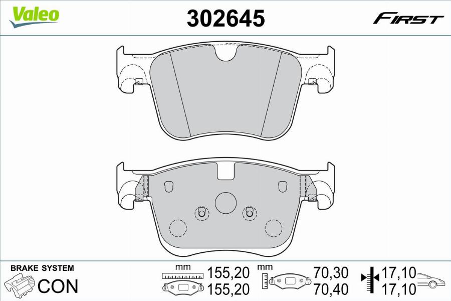 Valeo 302645 - Kit de plaquettes de frein, frein à disque cwaw.fr