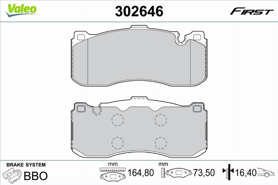 Valeo 302646 - Kit de plaquettes de frein, frein à disque cwaw.fr