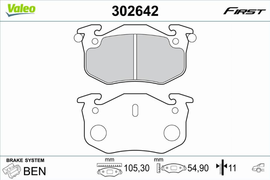 Valeo 302642 - Kit de plaquettes de frein, frein à disque cwaw.fr