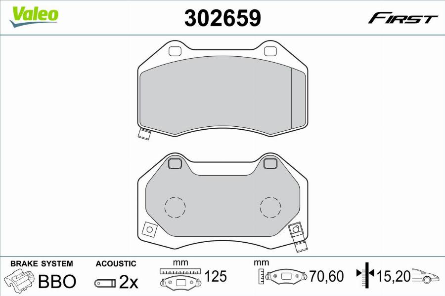 Valeo 302659 - Kit de plaquettes de frein, frein à disque cwaw.fr