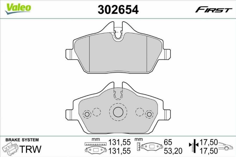 Valeo 302654 - Kit de plaquettes de frein, frein à disque cwaw.fr