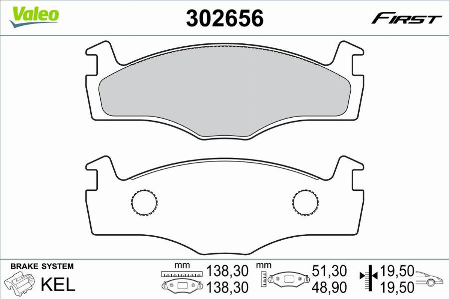 Valeo 302656 - Kit de plaquettes de frein, frein à disque cwaw.fr