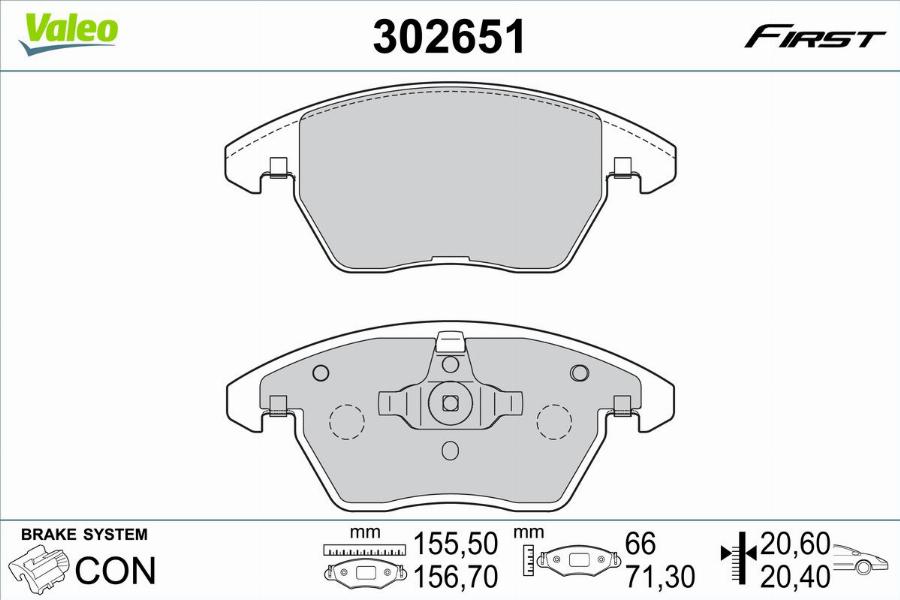 Valeo 302651 - Kit de plaquettes de frein, frein à disque cwaw.fr