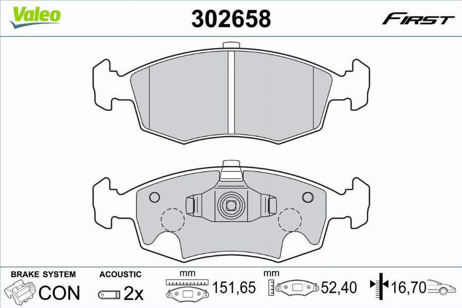 Valeo 302658 - Kit de plaquettes de frein, frein à disque cwaw.fr