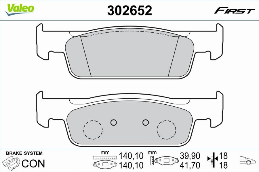 Valeo 302652 - Kit de plaquettes de frein, frein à disque cwaw.fr