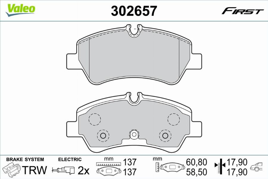 Valeo 302657 - Kit de plaquettes de frein, frein à disque cwaw.fr