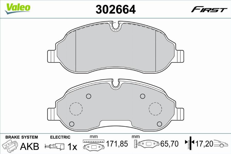 Valeo 302664 - Kit de plaquettes de frein, frein à disque cwaw.fr