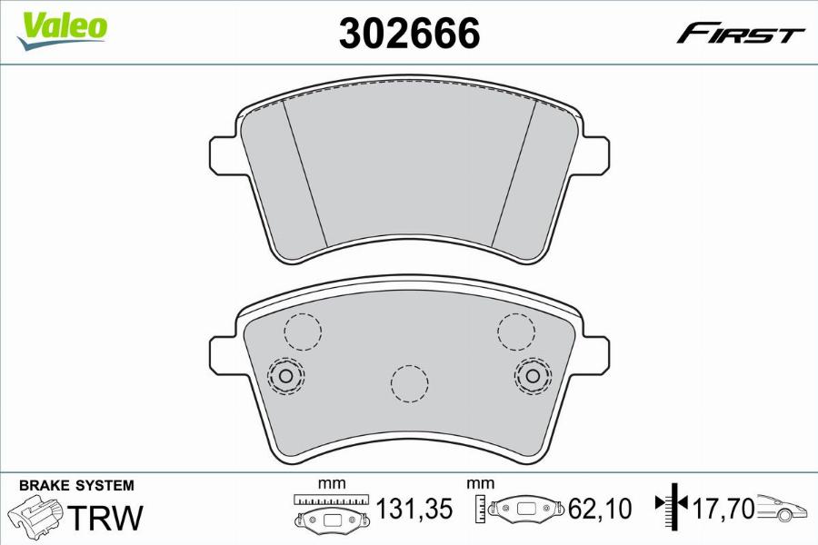 Valeo 302666 - Kit de plaquettes de frein, frein à disque cwaw.fr