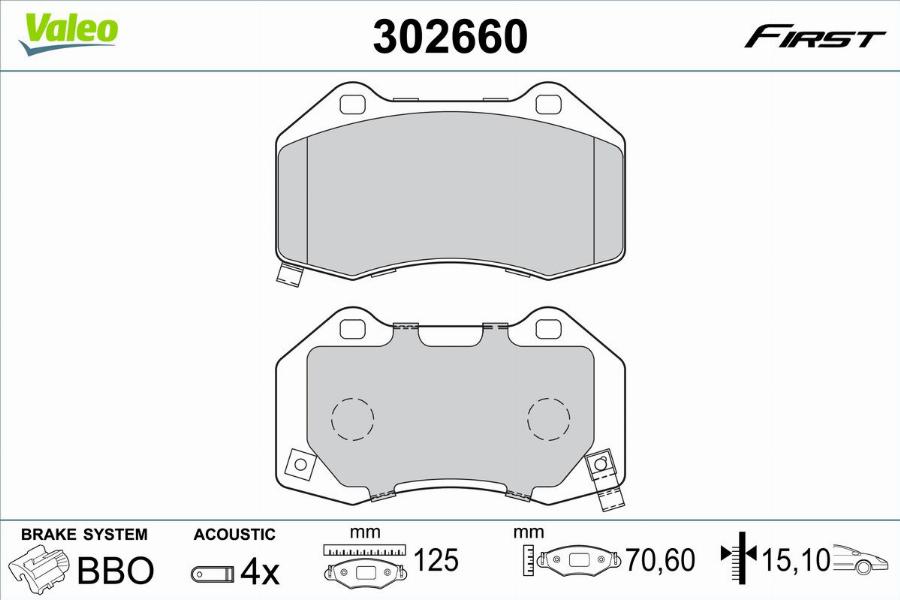 Valeo 302660 - Kit de plaquettes de frein, frein à disque cwaw.fr