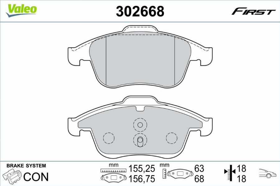 Valeo 302668 - Kit de plaquettes de frein, frein à disque cwaw.fr