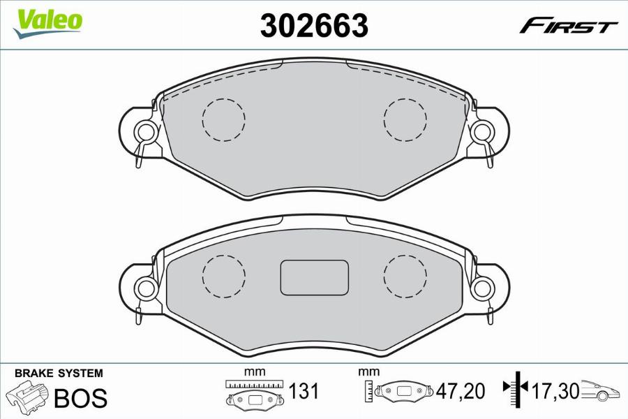 Valeo 302663 - Kit de plaquettes de frein, frein à disque cwaw.fr