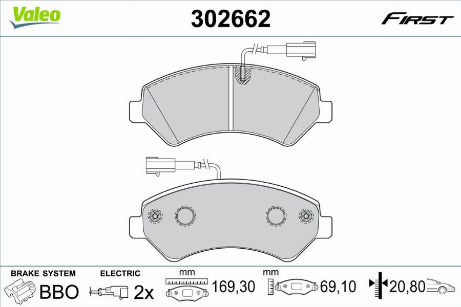 Valeo 302662 - Kit de plaquettes de frein, frein à disque cwaw.fr