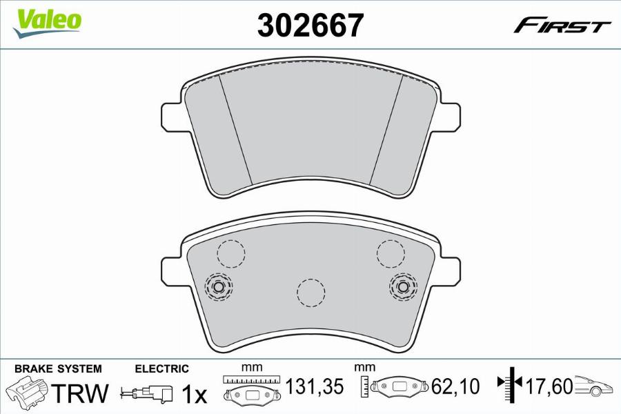 Valeo 302667 - Kit de plaquettes de frein, frein à disque cwaw.fr