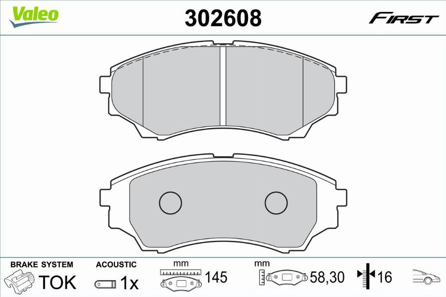 Valeo 302608 - Kit de plaquettes de frein, frein à disque cwaw.fr