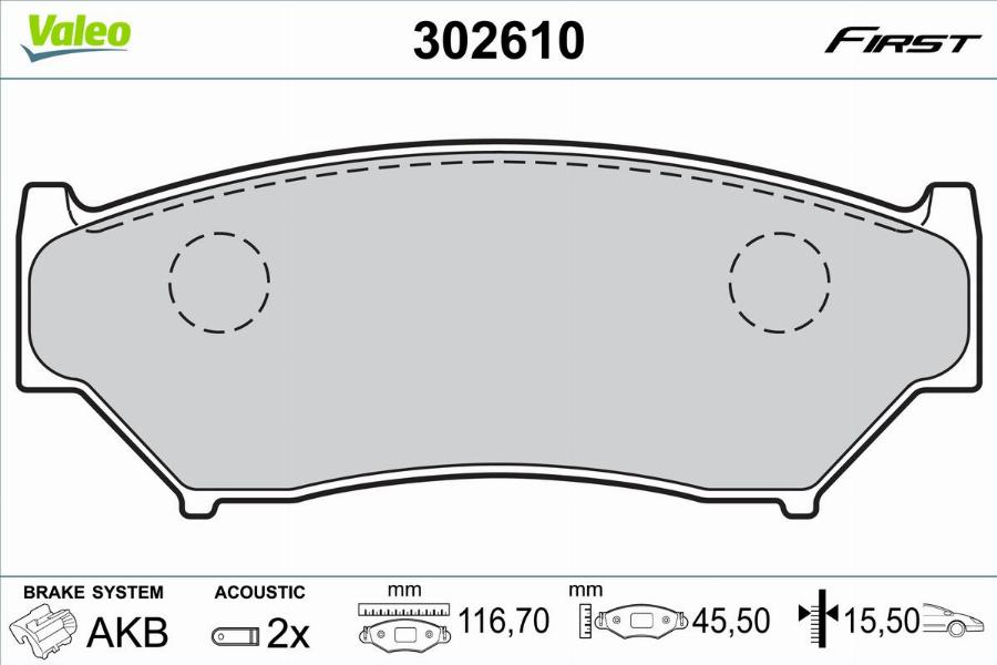 Valeo 302610 - Kit de plaquettes de frein, frein à disque cwaw.fr