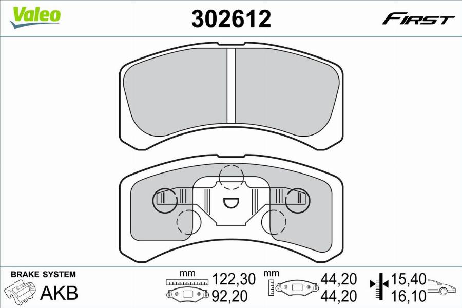 Valeo 302612 - Kit de plaquettes de frein, frein à disque cwaw.fr