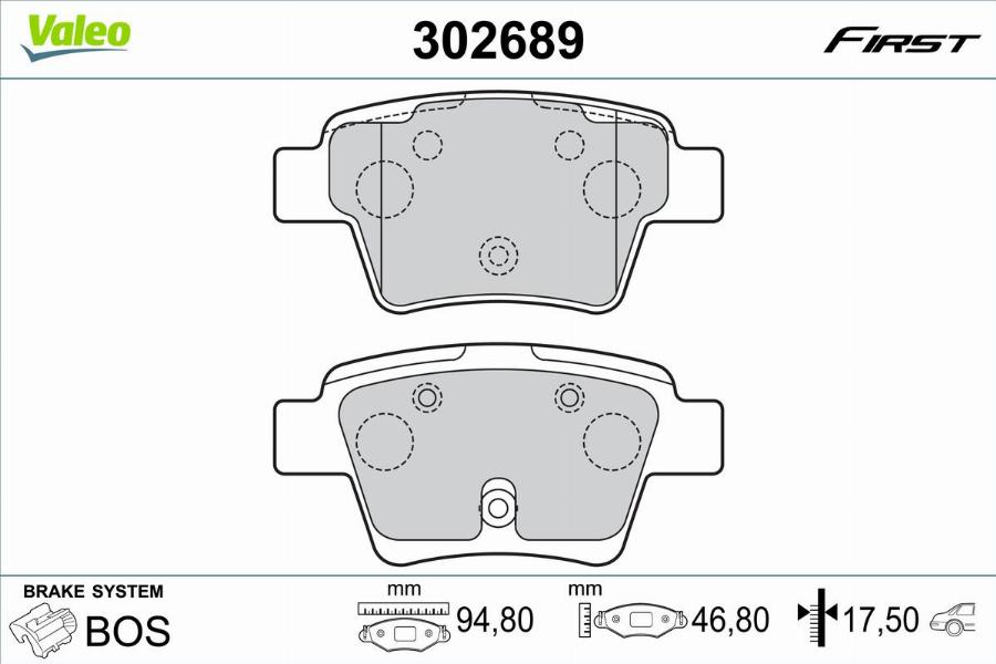 Valeo 302689 - Kit de plaquettes de frein, frein à disque cwaw.fr