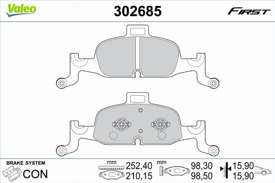 Valeo 302685 - Kit de plaquettes de frein, frein à disque cwaw.fr