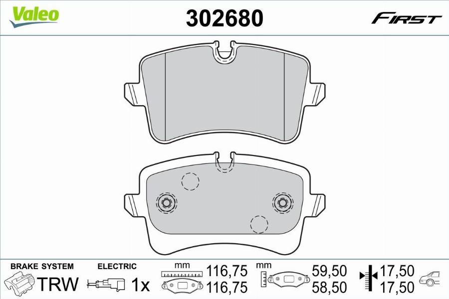 Valeo 302680 - Kit de plaquettes de frein, frein à disque cwaw.fr